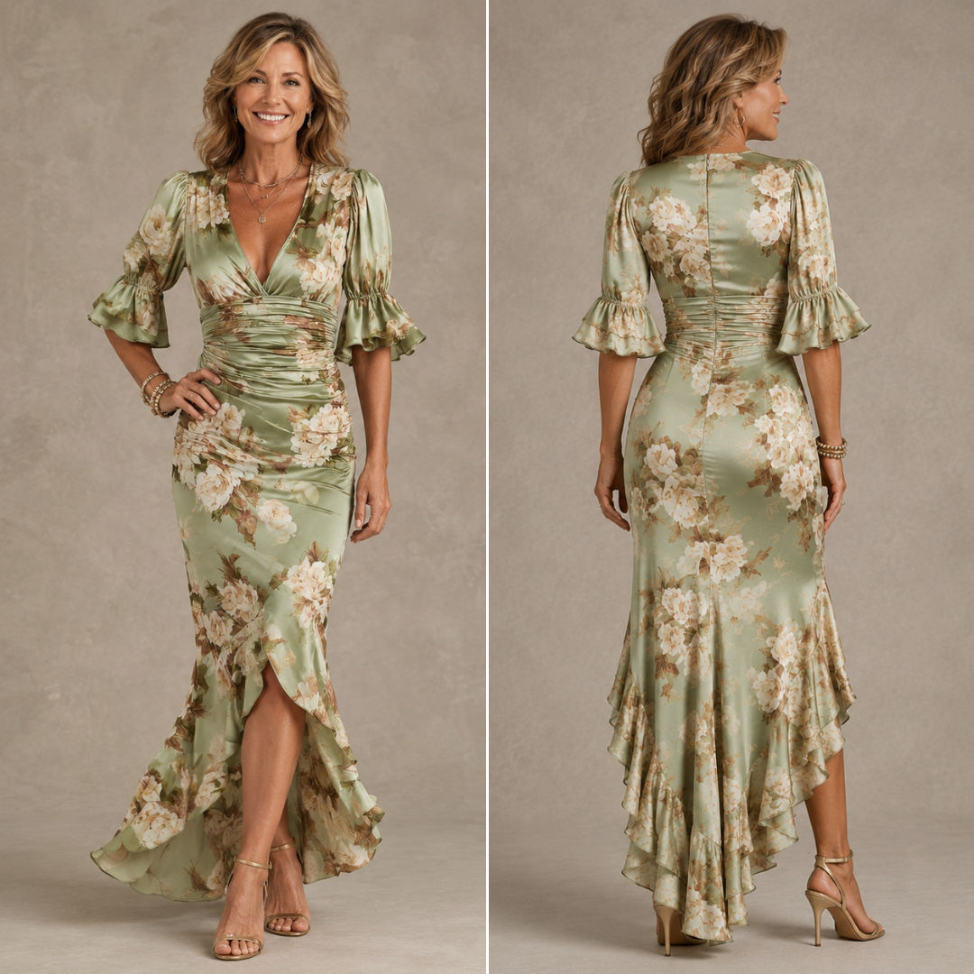 Brenda | Asymmetrical Long Satin Dress