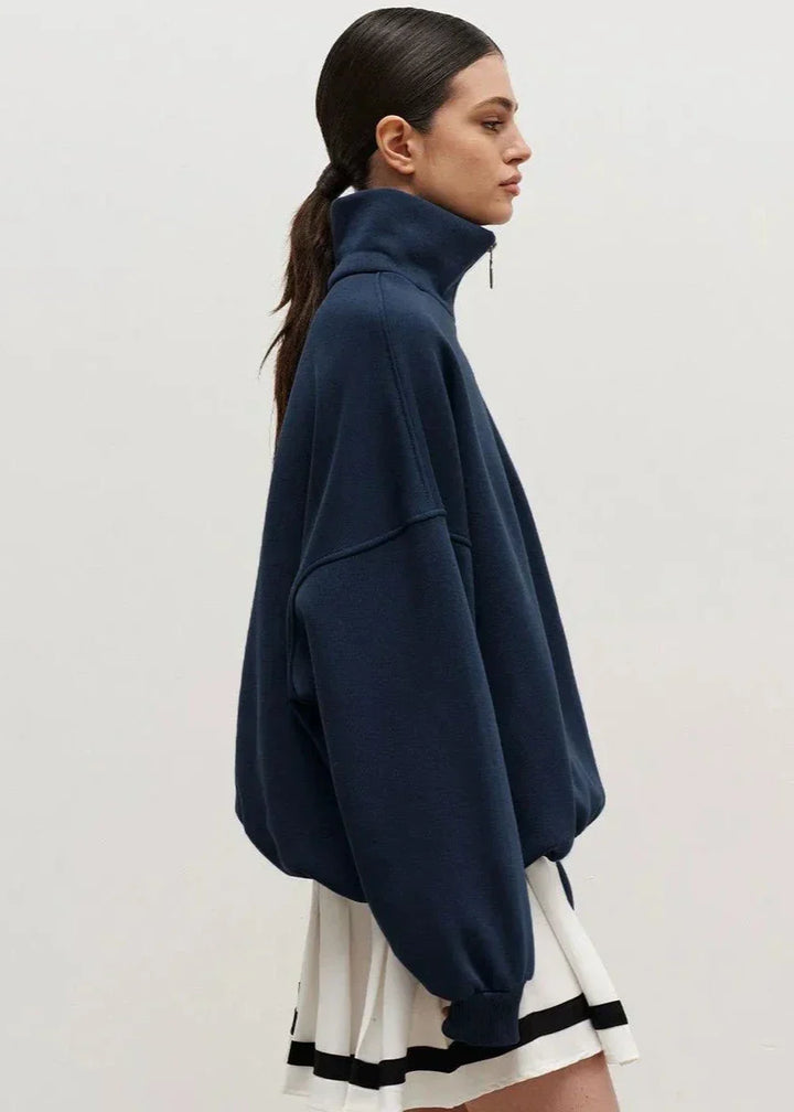 Relaxed Fit Zip-Up Sweater