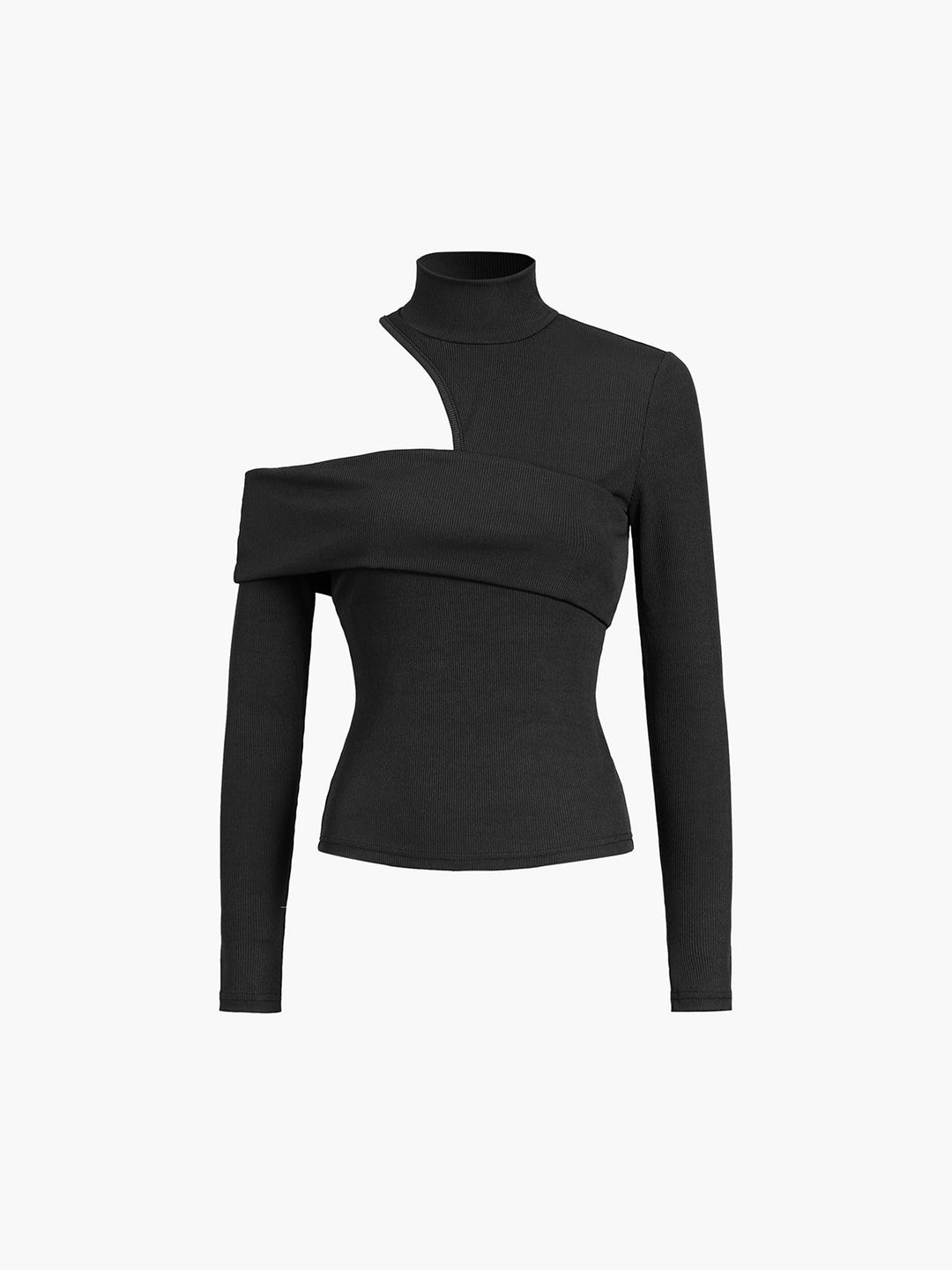 Kaia Asymmetrical High Neck Cutout Top
