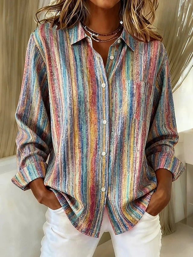 Harriet | Vintage Striped Button Blouse