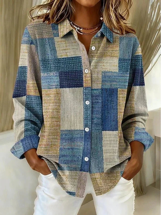 Clarabelle | Vintage Patchwork Button Front Blouse